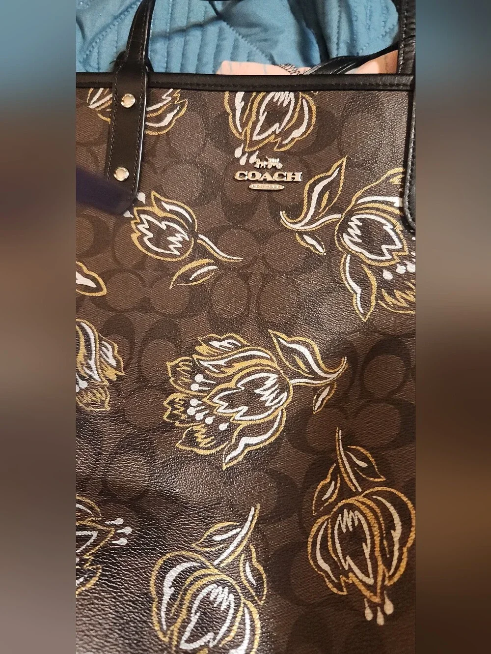 Coach Reversible City Tote & Wallet Set – Tulip Print Signature Canvas
